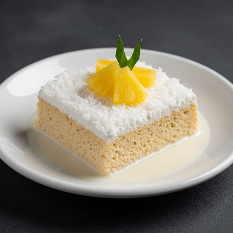 🌟Mouthwatering Gluten-Free Coconut Tres Leches Cake (Tanghulu) with Pineapple Topping – A Malaysian Delight!